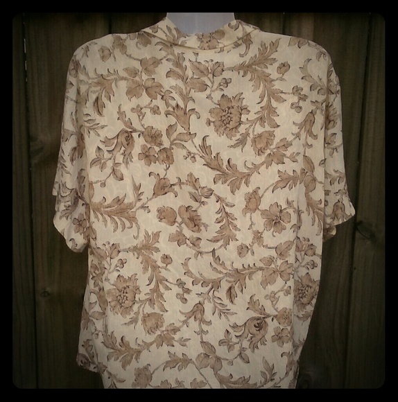 Vintage Pinup Retro Rose Floral Gold 1990s Blouse - Picture 2 of 8